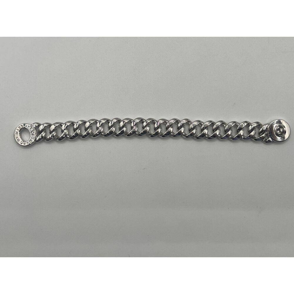 MARC JACOBS Katie Turnlock Bracelet Chunky Curb Chain Engraved Silver Tone 7" - Picture 7 of 13